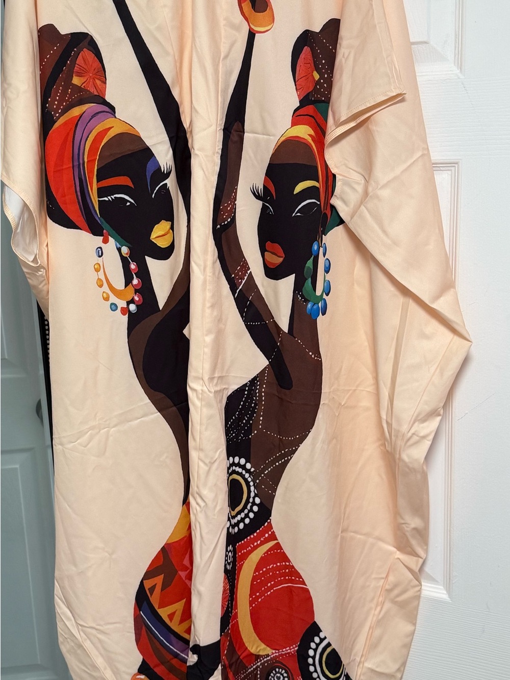 SHEIN Cream Maxi Kaftan with Colorful African-Inspired Print - Picture 2 of 6